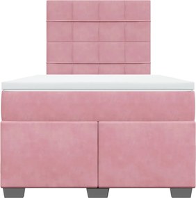 vidaXL Κρεβάτι Boxspring με Στρώμα Ροζ 120x200 εκ. Βελούδινο