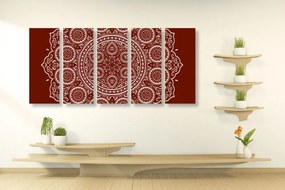 Εικόνα 5 τμημάτων ethnic Mandala σε μπορντώ σχέδιο - 100x50