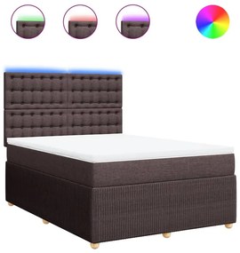 Κρεβάτι Boxspring με Στρώμα Σκούρο Καφέ 140x200 εκ Υφασμάτινο - Καφέ