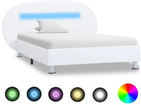 vidaXL Πλαίσιο Κρεβατιού με LED Λευκό 100x200 εκ. Συνθετικό Δέρμα