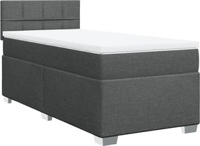vidaXL Κρεβάτι Boxspring με Στρώμα Σκούρο Γκρι 90x200 εκ. Υφασμάτινο