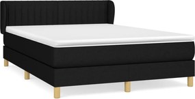 vidaXL Κρεβάτι Boxspring με Στρώμα Μαύρο 140x190 εκ. Υφασμάτινο