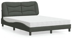 Κρεβάτι με Στρώμα Σκούρο Γκρι 120x200 εκ. Υφασμάτινο