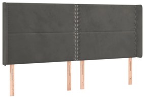 Κεφαλάρι Κρεβατιού LED Σκούρο Γκρι 203x16x118/128εκ. Βελούδινο 3123975