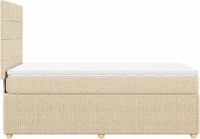 vidaXL Κρεβάτι Boxspring με Στρώμα Κρεμ 100 x 200 εκ. Υφασμάτινο