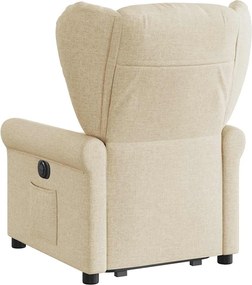 vidaXL Πολυθρόνα Ηλεκ. Ανακλινόμενη με Ανύψωση Κρεμ Υφασμάτινη