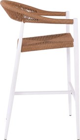 MADY Σκαμπό Bar, ALU Άσπρο, Rope Wicker Φυσικό   1τμχ
