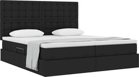 vidaXL Κρεβάτι Αποθήκης με στρώμα Μαύρο 200 x 200 cm Τεχνητό Δέρμα