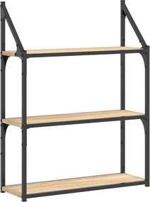 vidaXL Ραφιέρα Τοίχου με 3 Ράφια Sonoma Δρυς Επεξεργ. Ξύλο