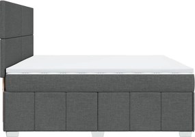 vidaXL Κρεβάτι Boxspring με Στρώμα Σκούρο Γκρι 200x200 εκ. Υφασμάτινο