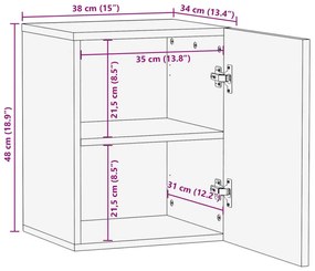 Ντουλάπι Μπάνιου Επιτοίχιο 38x34x48 εκ. από Μασίφ Ξύλο Ακακίας - Πολύχρωμο