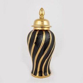 Βάζο Κεραμικό 752-20032 17.5x17.5x40.8cm Gold-Black Estheti Home Κεραμικό