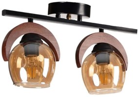 Φωτιστικό Οροφής - Πλαφονιέρα 534LUN5928 35x12x26cm 2xE27 40W Black-Honey Opviq