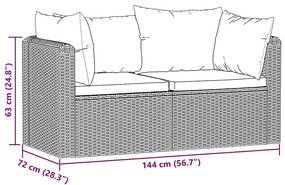 vidaXL Σετ Καναπέ Κήπου 2 Τεμαχίων Μαύρο Συνθετικό Ρατάν με Μαξιλάρια