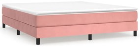 Κρεβάτι Boxspring με Στρώμα Ροζ 160x200 εκ. Βελούδινο - Ροζ