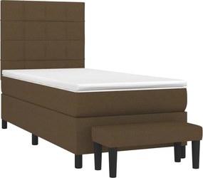 vidaXL Κρεβάτι Boxspring με Στρώμα Σκούρο Καφέ 100x200 εκ. Υφασμάτινο