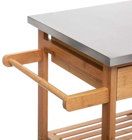 Τρόλεϊ-ραφιέρα 7όροφη Esla pakoworld bamboo φυσικό-λευκό 73,5x37x86εκ
