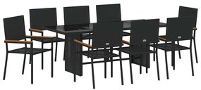 vidaXL Σετ Κηπωρίου 9 Τεμαχίων Μαύρο Πολυ Ράφτινγκ