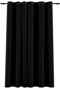 Κουρτίνα Συσκότισης με Όψη Λινού &amp; Τρουκς Μαύρη 290 x 245 εκ. - Μαύρο
