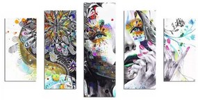 ΠΕΝΤΑΠΤΥΧΟΣ ΠΙΝΑΚΑΣ MDF MODERN DAZZLING BEAUTY GIRL FACE HM7206.04 100X60x3 εκ.