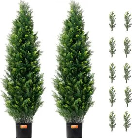 VEVOR 2 Pack 4' Artificial Cedar Topiary Tree Faux Plant UV Decor In/Outdoor