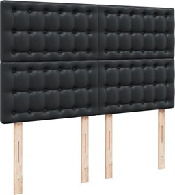 vidaXL Κρεβάτι Boxspring με Στρώμα Μαύρο 140x200εκ.από Συνθετικό Δέρμα
