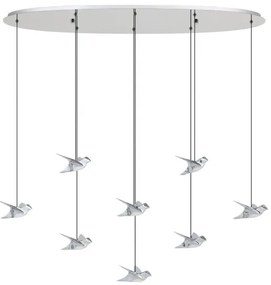 Κρεμαστό Φωτιστικό Οροφής 8xLED 4,2W Πουλιά Οβάλ Dimmable Paratebueno Eglo-390401-Χρώμιο 390401