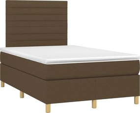 vidaXL Κρεβάτι Boxspring με Στρώμα Σκούρο Καφέ 120x200 εκ. Υφασμάτινο