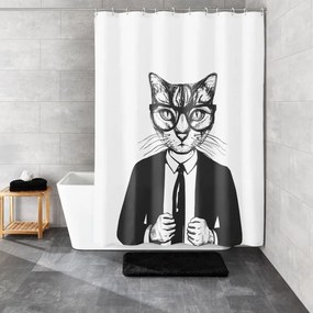 Κουρτίνα Μπάνιου Kalli 7839 185 White-Black Kleine Wolke 180Πx200Υ Πολυέστερ
