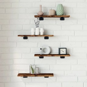 vidaXL Ράφια Τοίχου 4 τεμ. Καπνιστή Δρυς 40x10x1,5 εκ. Επεξεργ. Ξύλο