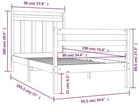 ΠΛΑΙΣΙΟ ΚΡΕΒΑΤΙΟΥ 90 X 190 ΕΚ. ΑΠΟ ΜΑΣΙΦ ΞΥΛΟ 3FT SINGLE 3105280