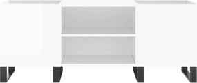 vidaXL Δισκοθήκη Γυαλιστερή Λευκή 121x38x48 εκ. από Επεξεργασμένο Ξύλο