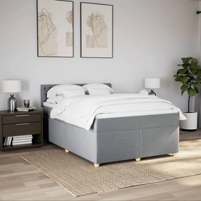 vidaXL Κρεβάτι Boxspring με Στρώμα Ανοιχτό Γκρι 140x200 εκ. Υφασμάτινο