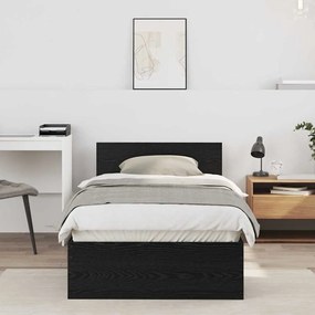 vidaXL Κρεβάτι  με Υποκείμενο Μαύρη Δρυς 90x200 cm Επεξεργασμένο Ξύλο