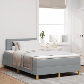vidaXL Κρεβάτι Box Spring με Στρώμα & LED Φωτισμός Γκρι 120x200 εκ Υφάσματος