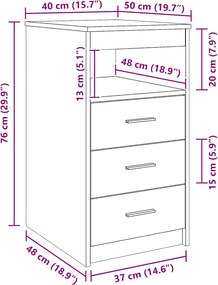 vidaXL Συρταριέρα Λευκή 40 x 50 x 76 εκ. από Επεξεργασμένο Ξύλο