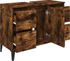 vidaXL Ντουλάπι Νιπτήρα Καπνιστή Δρυς 80x33x60 εκ. Επεξεργ. Ξύλο