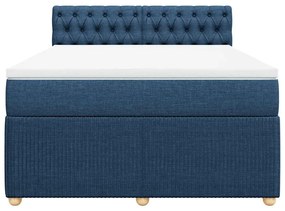 vidaXL Κρεβάτι Boxspring με Στρώμα Μπλε 140x190 εκ. Υφασμάτινο