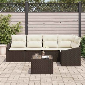 vidaXL Σετ Καναπέ Κήπου 6 pcs Καφέ Πολυ ράταν
