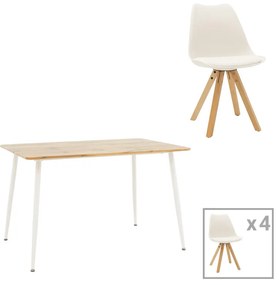 Τραπεζαρία Cuba-Caron  σετ 5τεμ sonoma-λευκό 120x80x75εκ