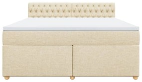 vidaXL Κρεβάτι Boxspring με Στρώμα Κρεμ 180x200 εκ. Υφασμάτινο