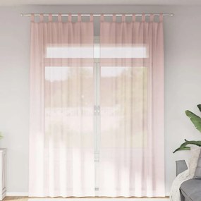 vidaXL Voile κουρτίνες με τσέπες ράβδου 2 τεμάχια Ανοιχτό Ροζ