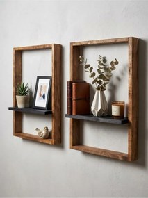 Stewehome Ξύλινο ράφι τοίχου σετ 2 τεμαχίων 40x40x25 cm