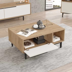 Τραπεζάκι Σαλονιού Φυσικό / Λευκό CIDUFLE 90x60x37.6