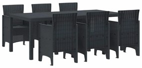 vidaXL Σέτ φαγητού για κήπο 7 pcs Ανθρακί Rattan Polt