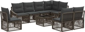vidaXL Σετ Καναπέ Κήπου 9 pcs Γκρι συνθετικό ρατάν