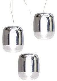 Κρεμαστό Φωτιστικό Οροφής 3xLED 4,2W Dimmable Triac Φυσητό Γυαλί Μεταλιζέ Gong S1 3R Prandina-1A63004510171-Ασημί 1A63004510171