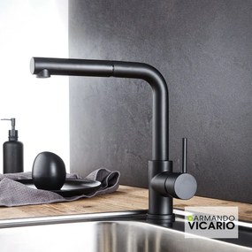 Μπαταρία Κουζίνας Συρόμενο Ντους Armando Vicario Fluo Black Matt 18580-400