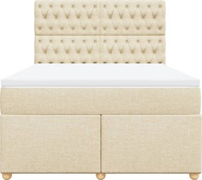 vidaXL Κρεβάτι Boxspring με Στρώμα Κρεμ 160x200 εκ. Υφασμάτινο