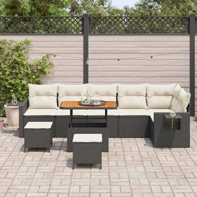 vidaXL Σετ Καναπέ Κήπου 9 pcs Μαύρο συνθετικό ρατάν